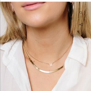 White gold herringbone chain